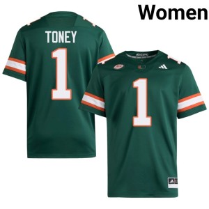 Green Malachi Toney #1 Limited Women's College Football UMiami Hurricanes Jerseys 709417-221