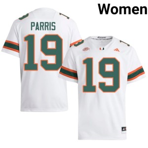 White #19 University College Football Miami Women Milan Parris Jersey 418319-940