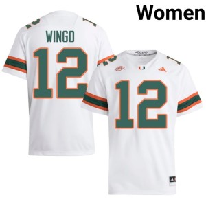 White Women's #12 College Football Somourian Wingo Embroidery Miami Jerseys 768388-877