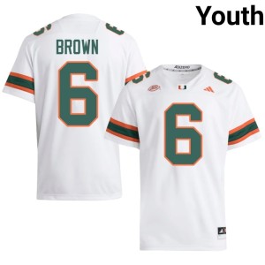 White Youth College Football #6 NCAA CharMar Brown UMiami Hurricanes Jersey 554089-727