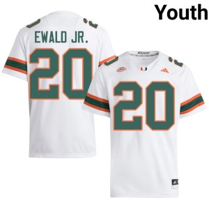 White Chris Ewald Jr. College Football Miami Hurricanes Youth Embroidery #20 Jersey 104642-533