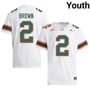 White Damari Brown #2 Miami College Football Youth Official Jersey 650394-654