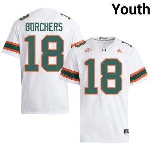 White Joe Borchers Youth Hurricanes #18 Player College Football Jersey 604851-921