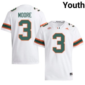 White UMiami College Football Embroidery #3 Joshua Moore Youth Jersey 162814-688