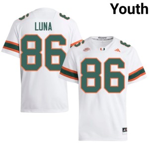White College Football Stitched UM Hurricanes Youth #86 Kolby Luna Jersey 495839-642