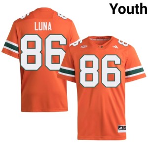 Orange College Football Player #86 Miami of Florida Kolby Luna Youth Jerseys 263259-250
