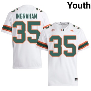 White UM Hurricanes Game Monroe Ingraham #35 Youth College Football Jerseys 767412-144