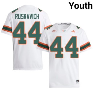 White Youth #44 College Football UMiami Hurricanes High School Owen Ruskavich Jerseys 980863-912