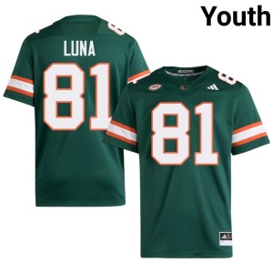 Green Stitched Miami of Florida College Football #81 Youth Riply Luna Jerseys 989338-499