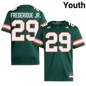 Green Youth Game #29 College Football Romanas Frederique Jr. UMiami Jerseys 849101-579