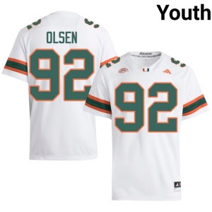 White #92 Miami Player Samuel Coufal Youth College Football Jersey 182015-321
