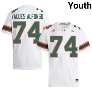 White Youth Yerovi Valdes Alfonso Game #74 Miami of Florida College Football Jerseys 211177-920
