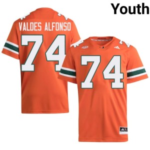 Orange #74 Yerovi Valdes Alfonso Replica Youth College Football UM Hurricanes Jersey 261791-197