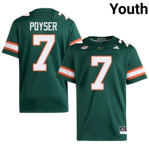 Green #7 College Football Zechariah Poyser UMiami Youth 2026-27 Jersey 262007-298