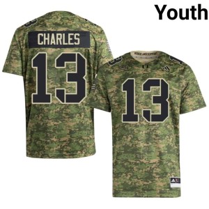 Camo #13 Embroidery Youth College Football Asharri Charles University of Miami Jerseys 263829-178