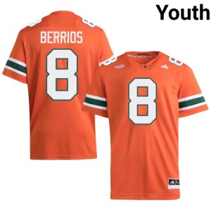 Orange Stitched College Football Braxton Berrios #8 Youth UM Hurricanes Jerseys 435251-990