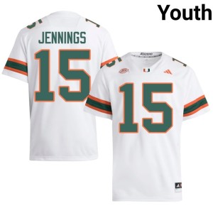 White Brody Jennings Miami College Football Embroidery Youth #15 Jerseys 880641-176