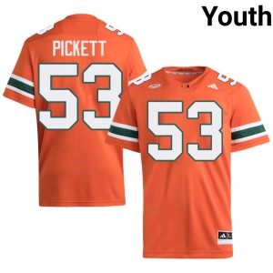 Orange College Football UMiami Hurricanes #53 Replica Canon Pickett Youth Jerseys 828457-641