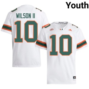 White Youth UM Hurricanes College Football Player Damon Wilson II #10 Jerseys 729179-883