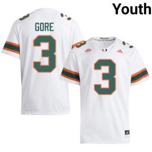White Youth Frank Gore College Football #3 Hurricanes University Jersey 276093-752