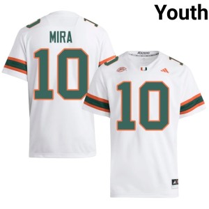 White #10 George Mira Youth The U University College Football Jerseys 568907-682