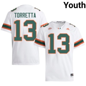 White Gino Torretta NCAA #13 College Football Youth Hurricanes Jerseys 371686-764