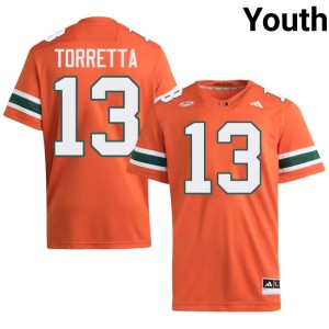 Orange Gino Torretta Youth College Football #13 Replica Miami Jersey 345759-203