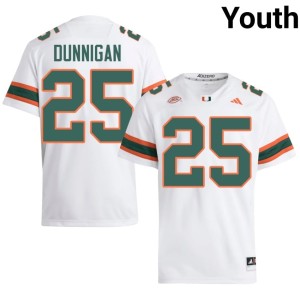 White Youth JJ Dunnigan College Football Official #25 Miami Jerseys 721601-810
