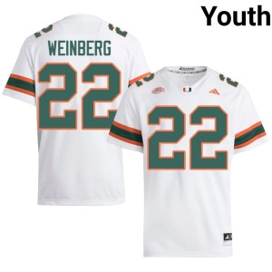 White 2026-27 #22 College Football Jake Weinberg Youth Canes Jerseys 994914-944
