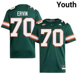 Green Official College Football #70 Youth Miami Joel Ervin Jerseys 339627-576