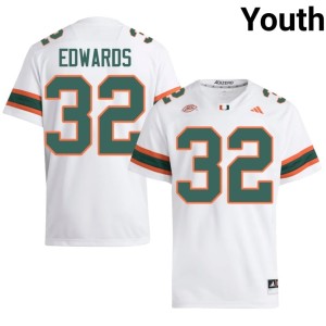 White #32 Justin Edwards Youth College Football Replica Miami Hurricanes Jersey 533609-175