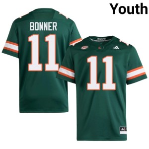 Green UMiami College Football Youth #11 Kamal Bonner NCAA Jersey 667519-865