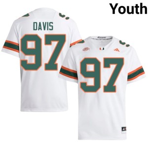 White Youth Keona Davis UM Hurricanes College Football #97 Player Jerseys 738527-362