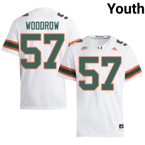 White Hurricanes Youth #57 College Football Rhys Woodrow Official Jersey 552892-855