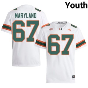 White #67 Russell Maryland Youth Stitched Miami College Football Jersey 611903-798